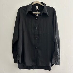 NWT Commense Stripe Button Up Blouse Relaxed Fit Dolman Sleeves Size Medium